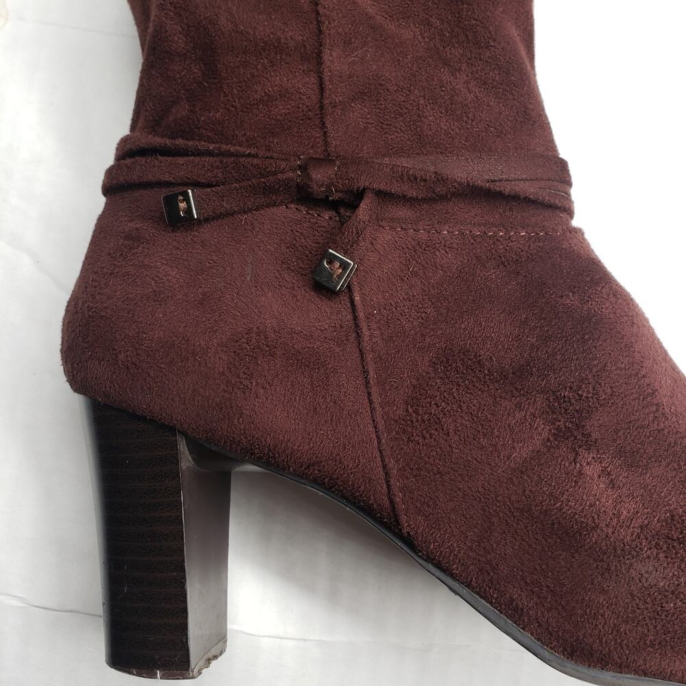 Predictions Faux Suede Knee High Boots Women 10 Wide Brown Slouchy Bohemian Fall - Picture 7 of 16